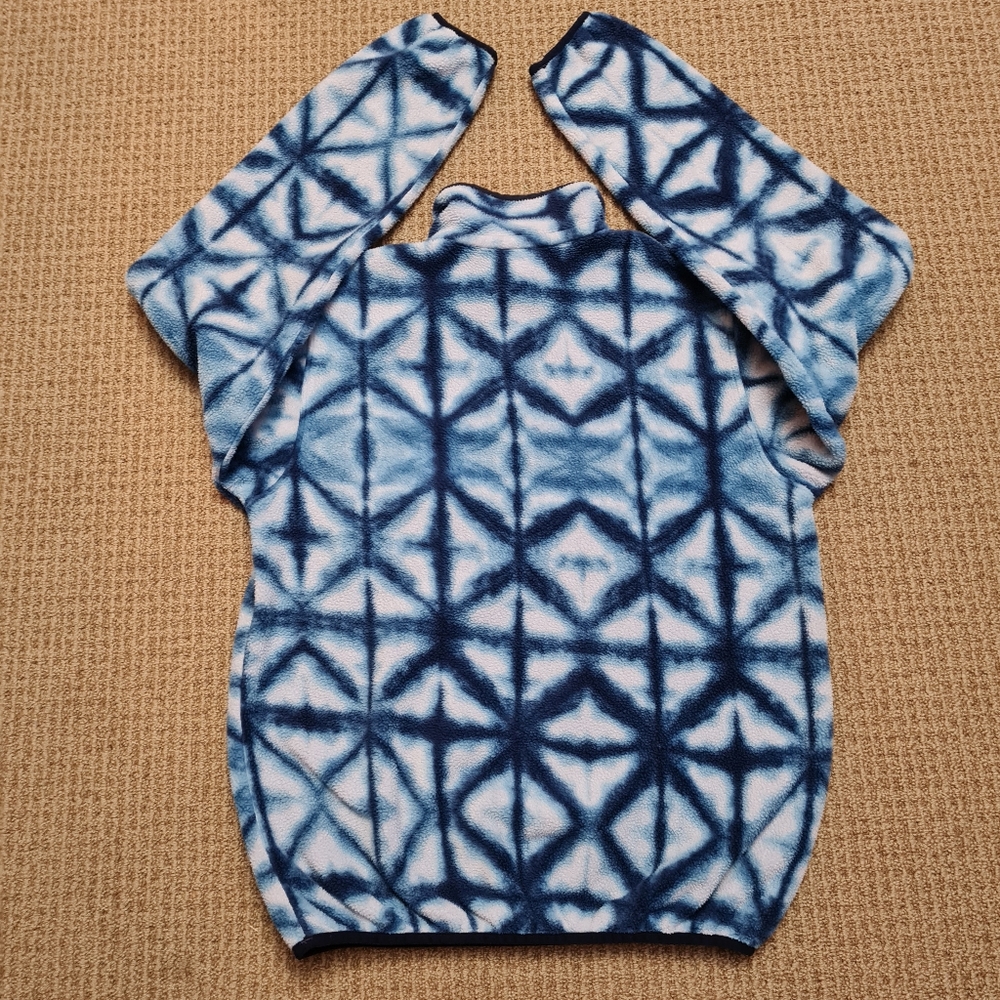 Patagonia Synchilla Snap-T Blue Diamond Shibori Tie Dye Fleece Pullover Womens S - Picture 8 of 15
